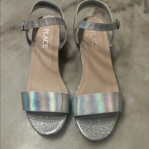 The Children's Place Iridescent Silver Girls Dress Sandals